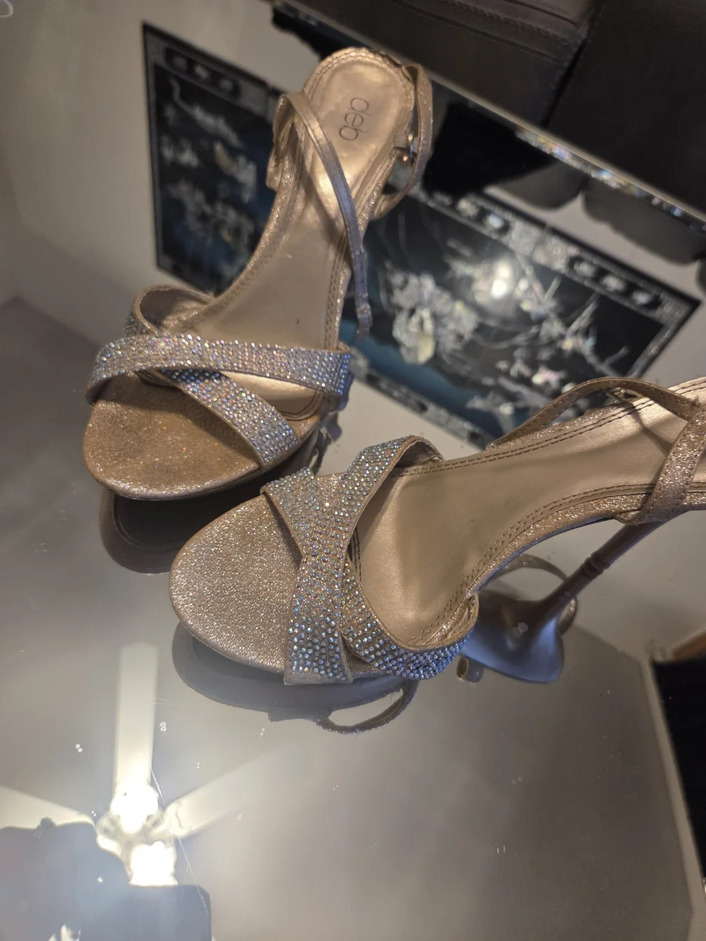 Elegant Gold Crystal Slingback Heels